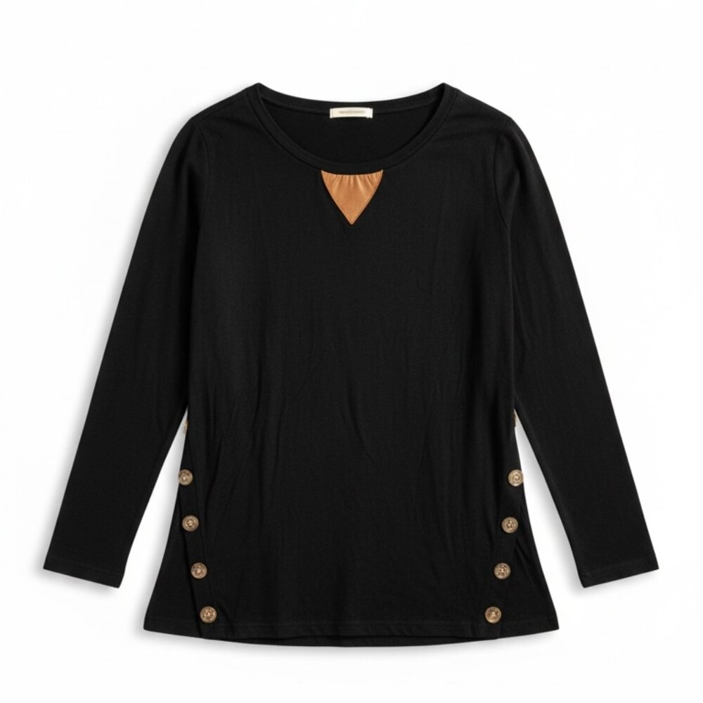 Black long-sleeve tunic-style top